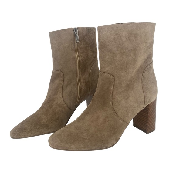 AQUATALIA | Luissa Shell Tan Ankle Side Zip Suede Booties | Size 9.5 - Picture 2 of 14